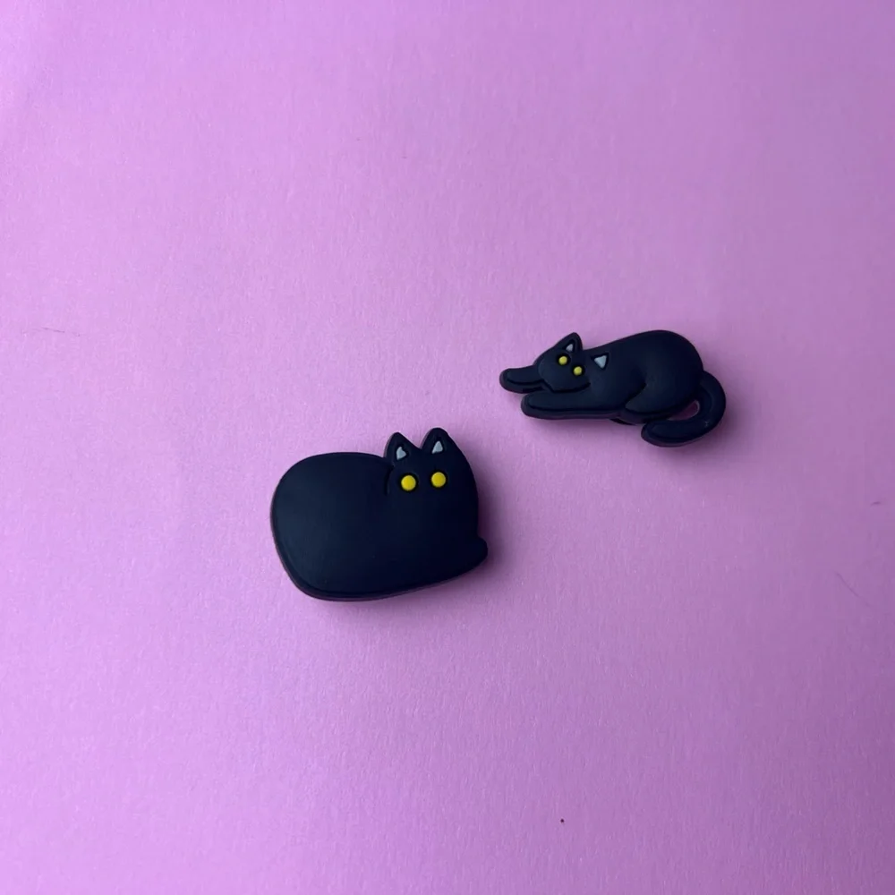 Black Cat Crocs Shoe Charms Set of 7 - jibbitz Charms Coffee Lover - Cat Lover - Picture 5 of 6